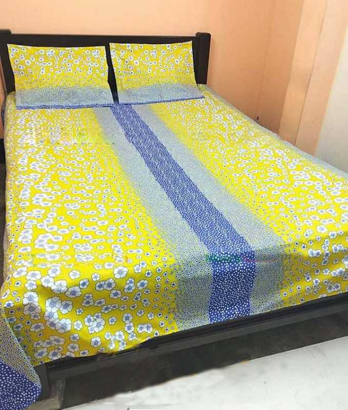 Double,Size,Cotton,Bed,Sheet,Yellow,Color