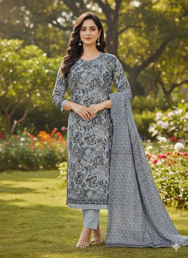 Bonoful,Jaipuri,100%,Pure,Cotton ,Unstiched,Three,Piece.