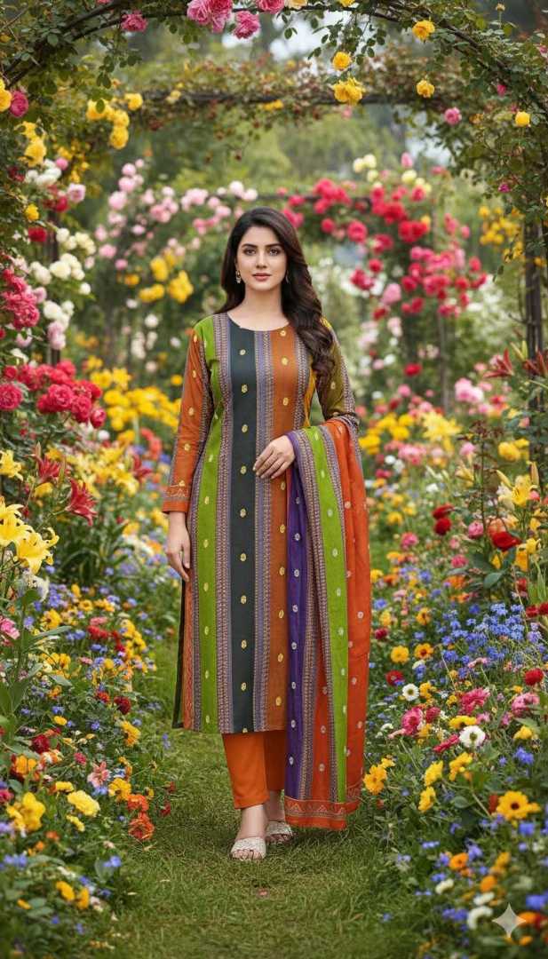 Bonoful,Jaipuri,100%,Pure,Cotton ,Unstiched,Three,Piece.