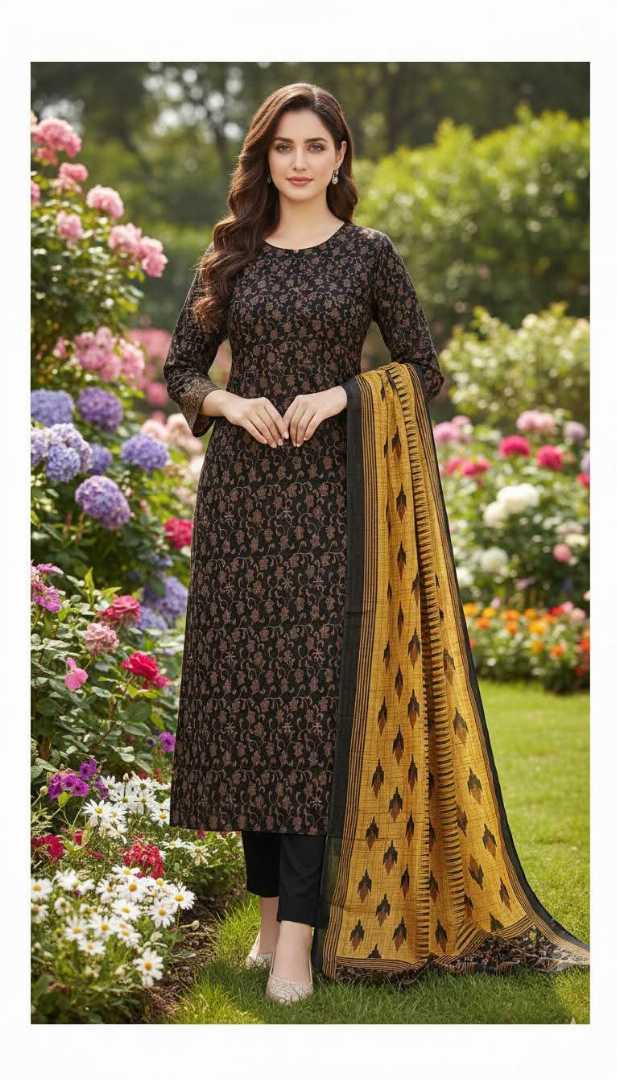 Bonoful,Jaipuri,100%,Pure,Cotton ,Unstiched,Three,Piece.