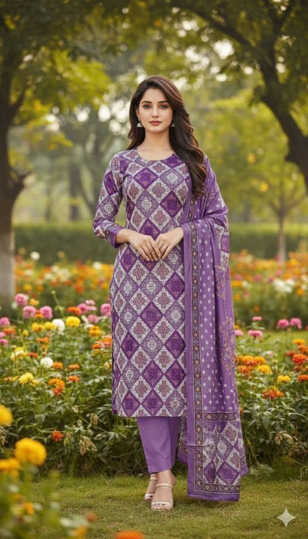 Bonoful,Jaipuri,100%,Pure,Cotton ,Unstiched,Three,Piece.