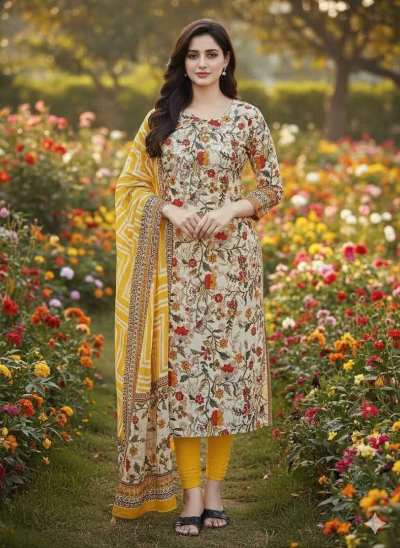 Bonoful,Jaipuri,100%,Pure,Cotton,Three,Piece