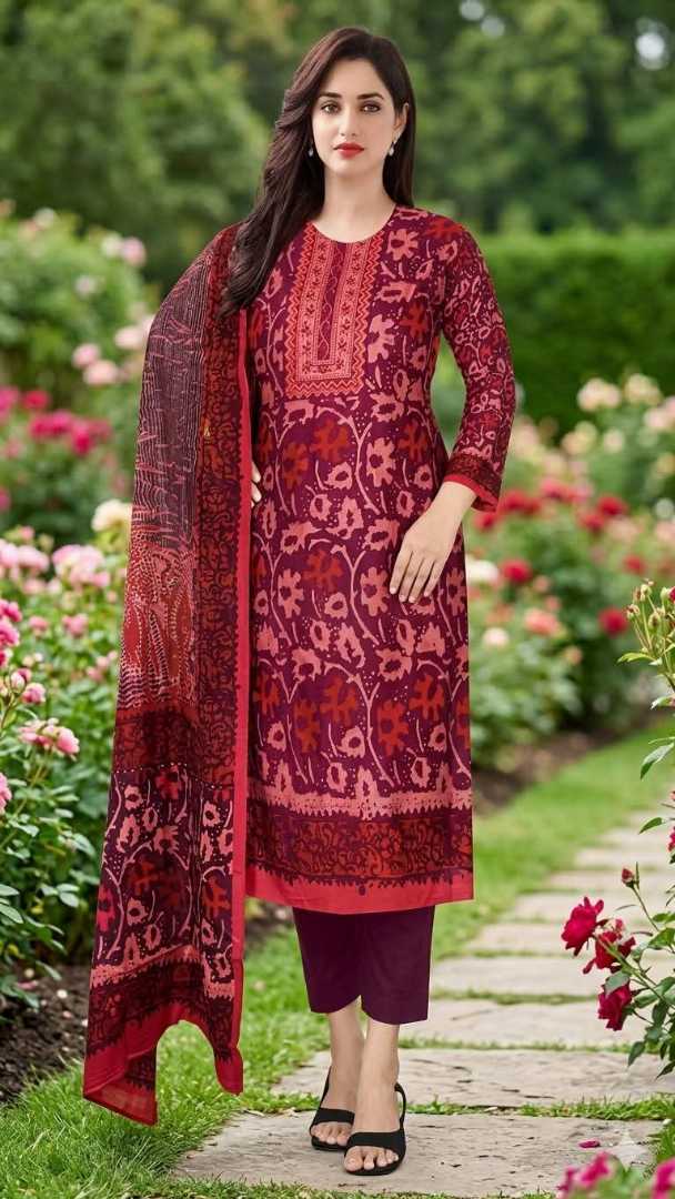Bonoful,Jaipuri,100%,Pure,Cotton ,Unstiched,Three,Piece.