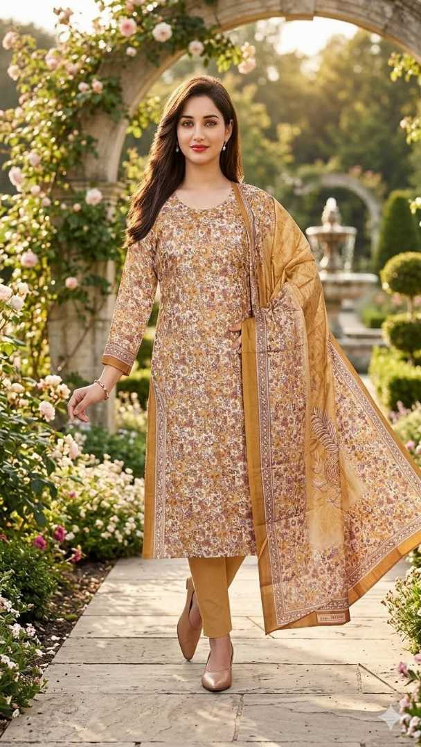 Bonoful,Jaipuri,100%,Pure,Cotton ,Unstiched,Three,Piece.