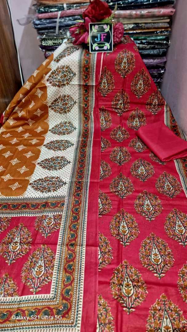 Bonoful,Jaipuri,100%,Pure,Cotton ,Unstiched,Three,Piece.