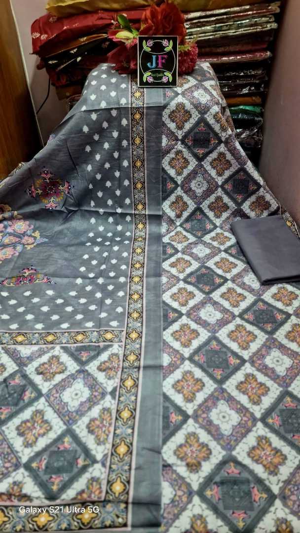 Bonoful,Jaipuri,100%,Pure,Cotton ,Unstiched,Three,Piece.