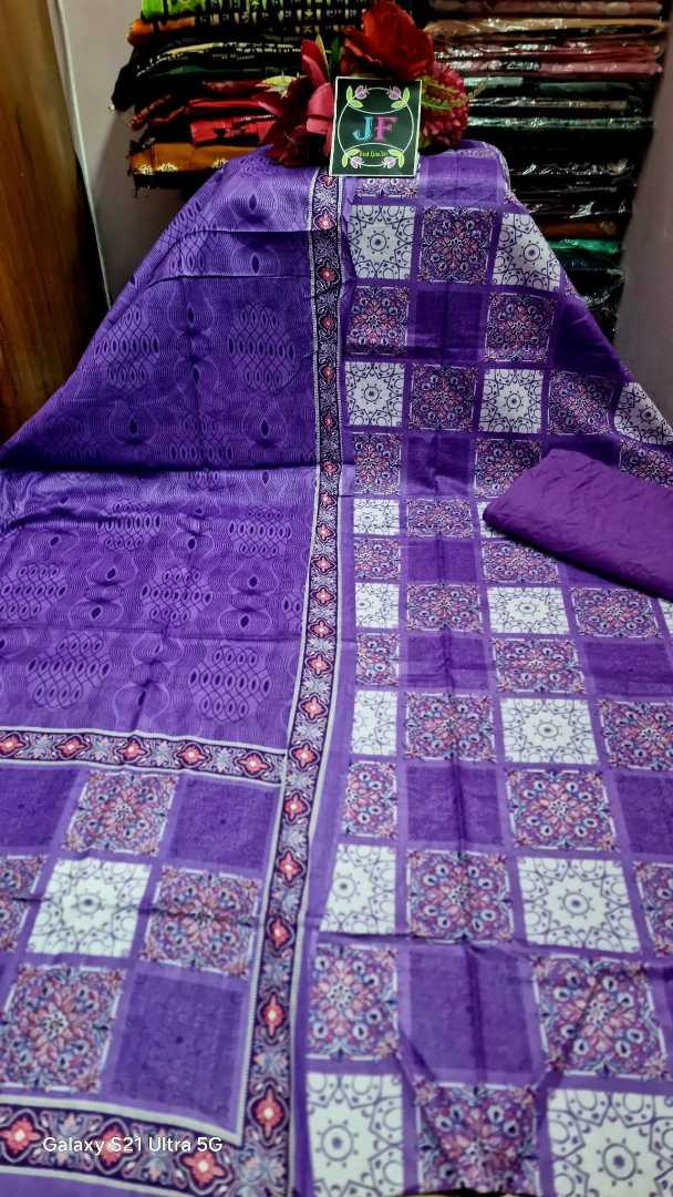 Bonoful,Jaipuri,100%,Pure,Cotton ,Unstiched,Three,Piece.