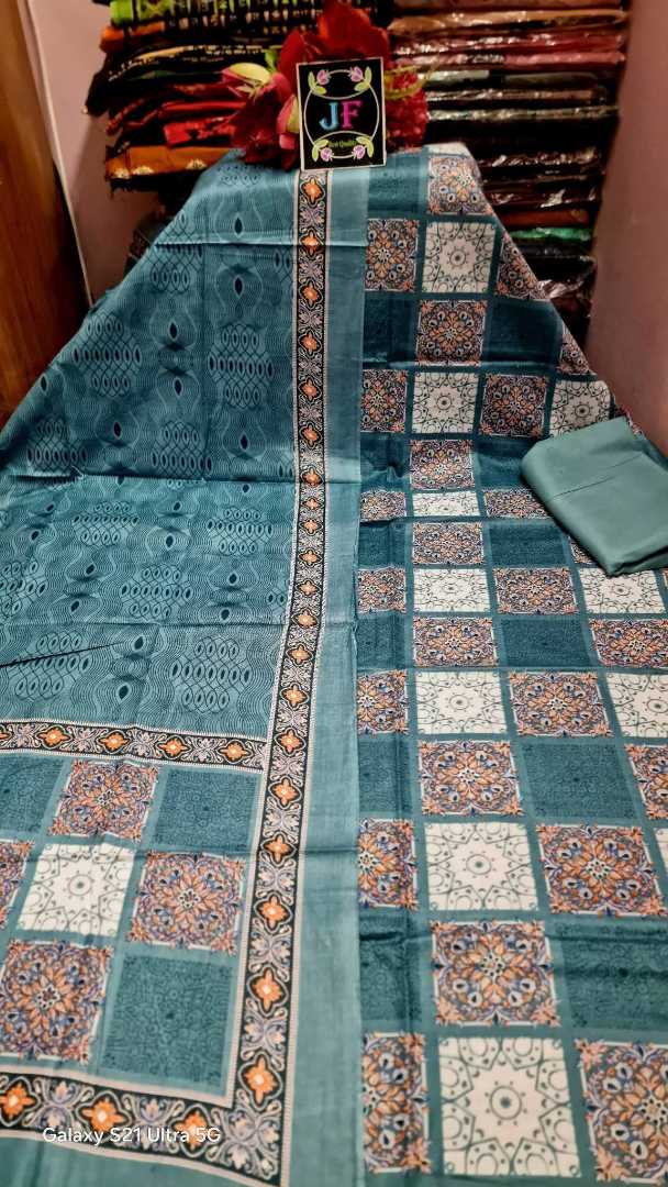 Bonoful,Jaipuri,100%,Pure,Cotton ,Unstiched,Three,Piece.