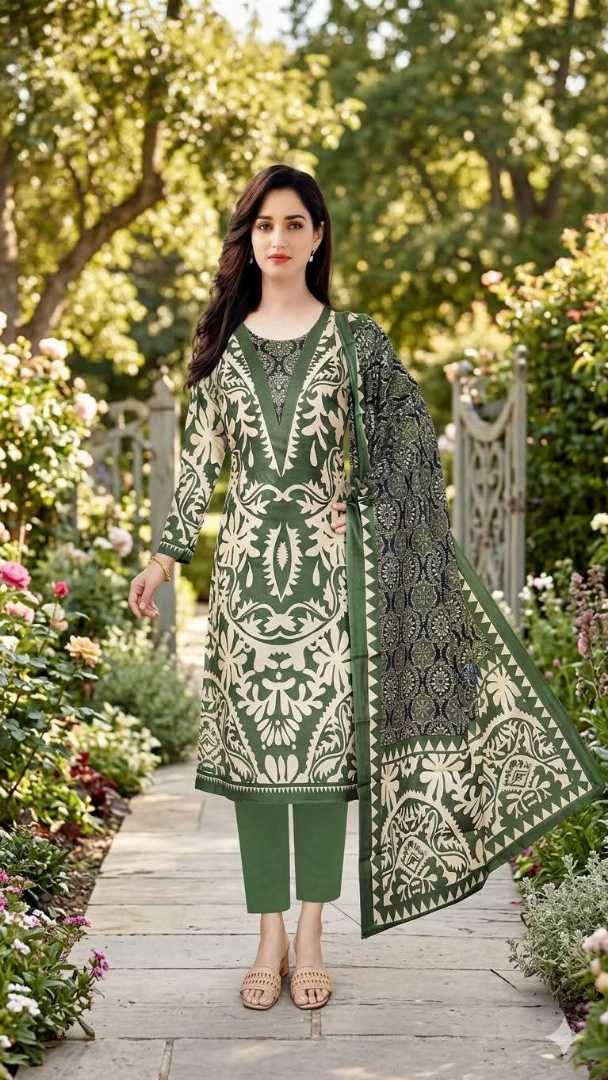 Bonoful,Jaipuri,100%,Pure,Cotton ,Unstiched,Three,Piece.