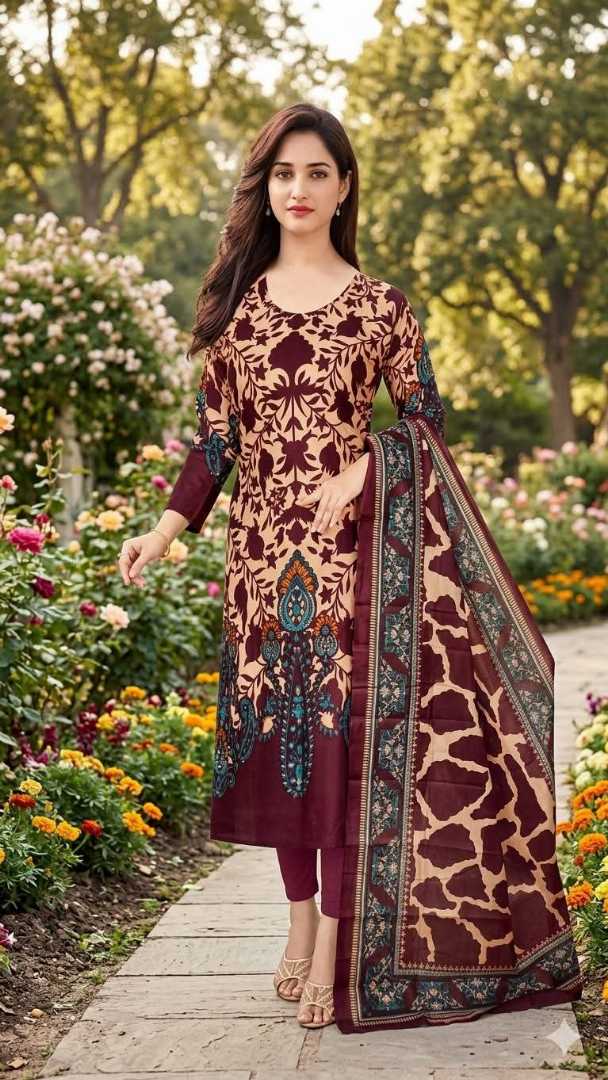 Bonoful,Jaipuri,100%,Pure,Cotton ,Unstiched,Three,Piece.