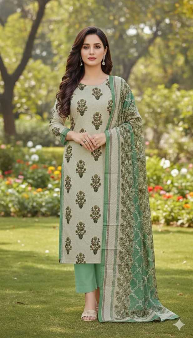 Bonoful,Jaipuri,100%,Pure,Cotton ,Unstiched,Three,Piece.