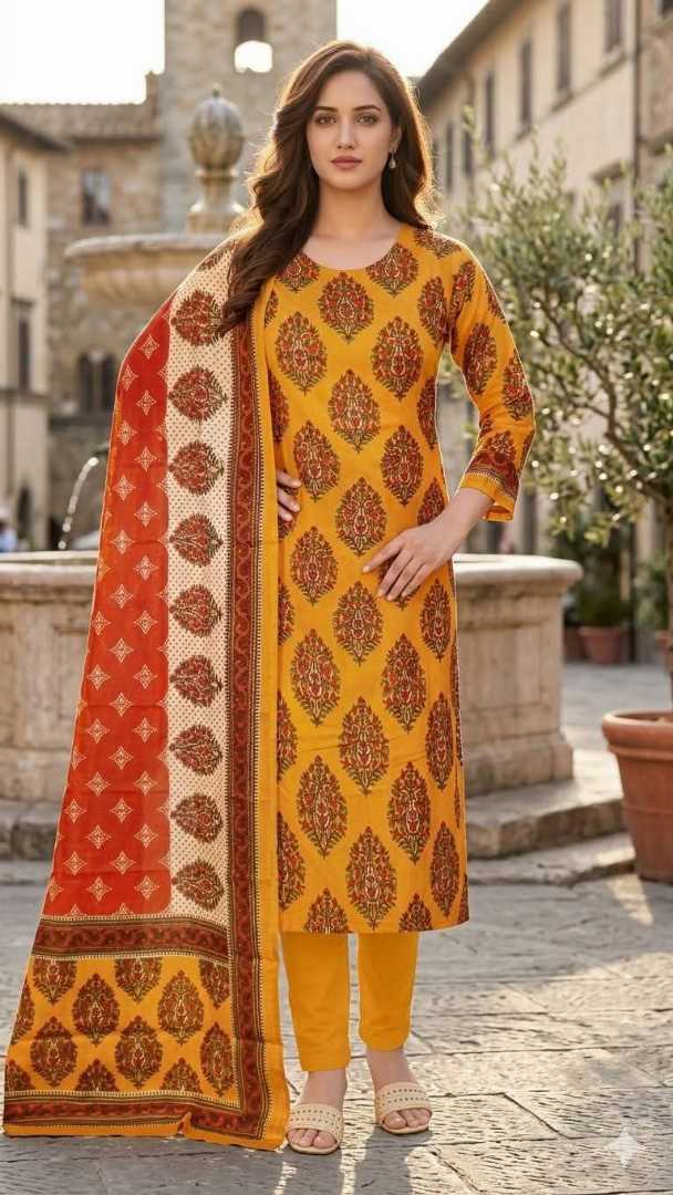 Bonoful Jaipuri 100% Pure Cotton Three Piece