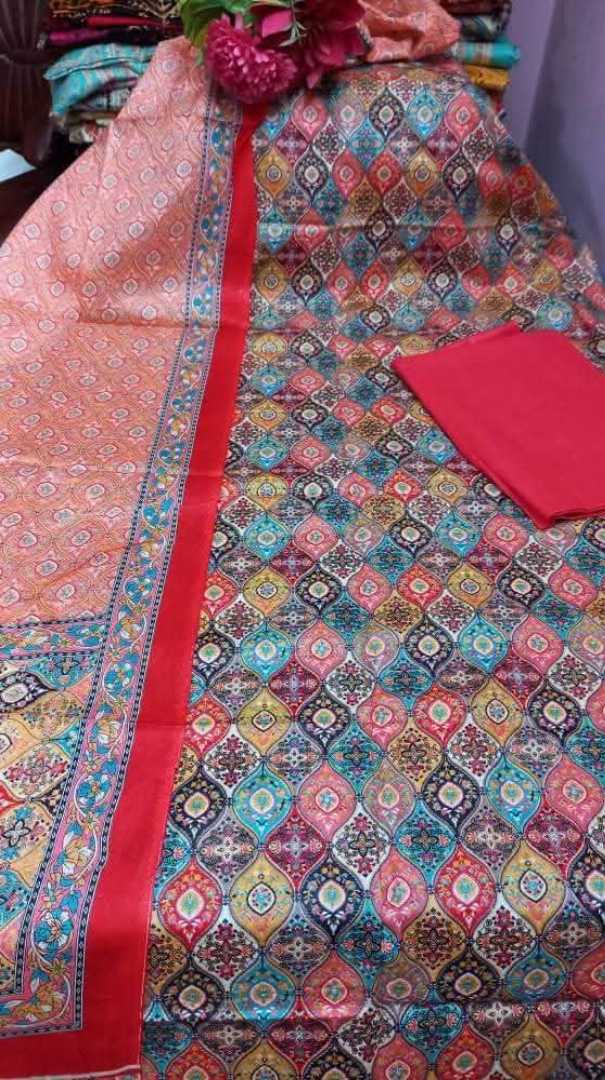Bonoful,Jaipuri,100%,Pure,Cotton ,Unstiched,Three,Piece.