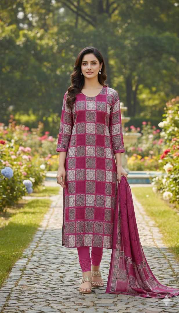 Bonoful,Jaipuri,100%,Pure,Cotton ,Unstiched,Three,Piece.