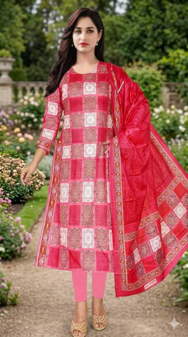 Bonoful,Jaipuri,100%,Pure,Cotton ,Unstiched,Three,Piece.