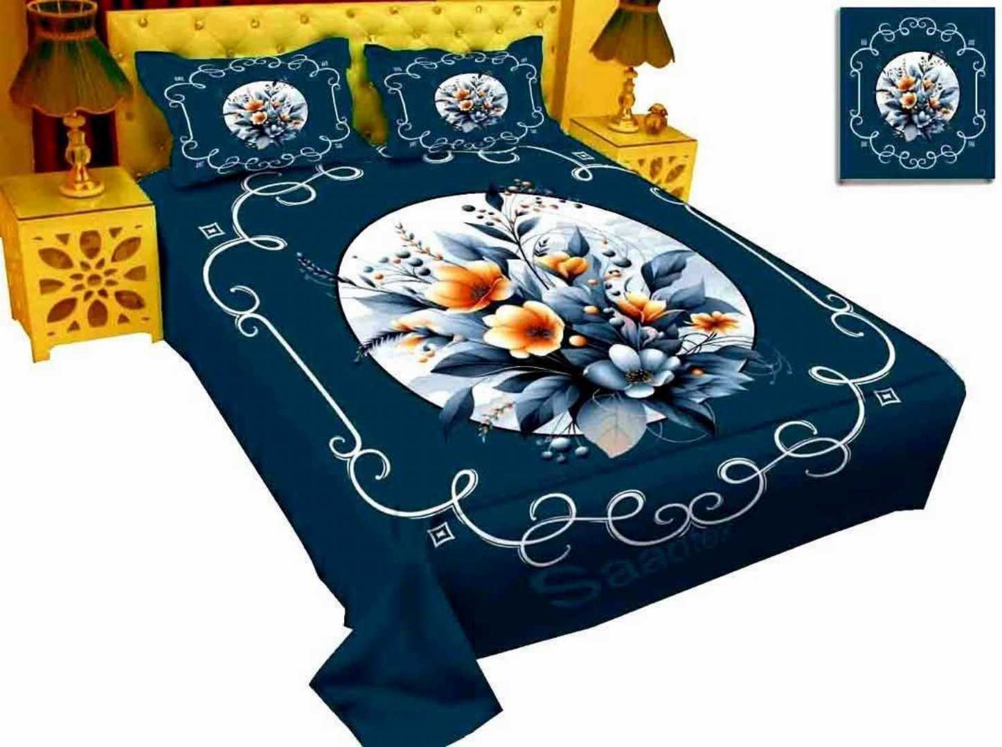 King,Size,Panel,Bed,sheet,with,Matching,Pillow,cover
