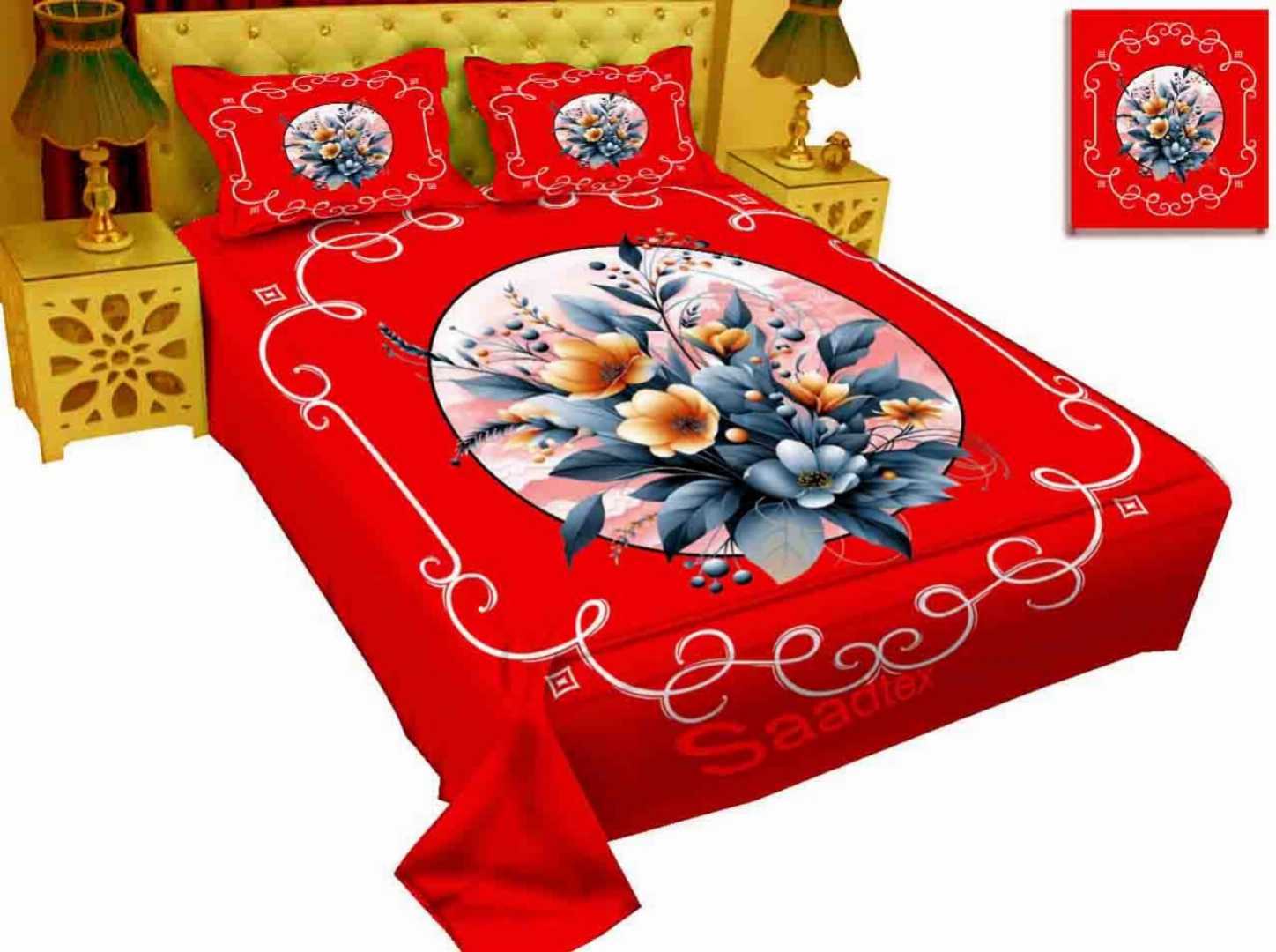 King,Size,Panel,Bed,sheet,with,Matching,Pillow,cover