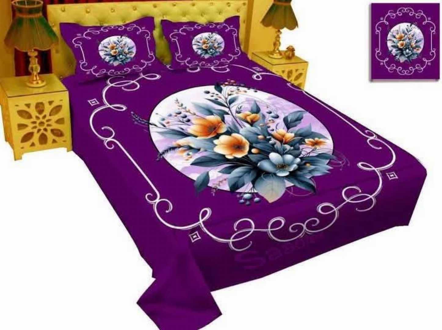 King,Size,Panel,Bed,sheet,with,Matching,Pillow,cover