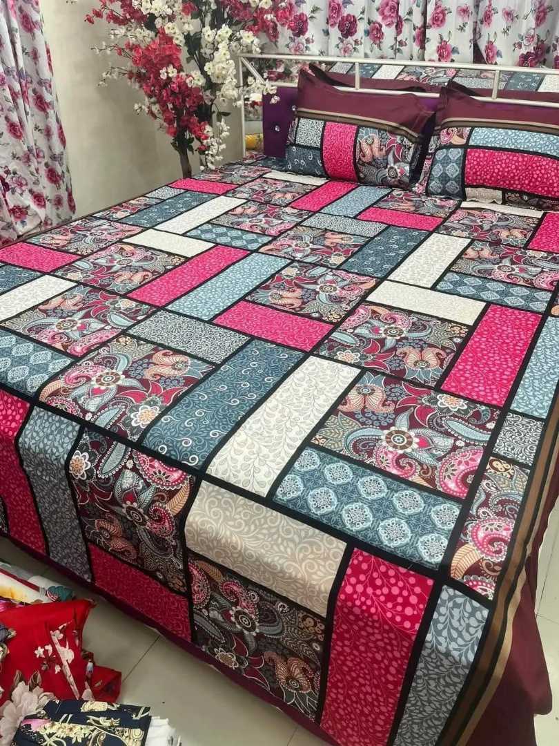 King,Size,Panel,Bed,sheet,with,Matching,Pillow,cover