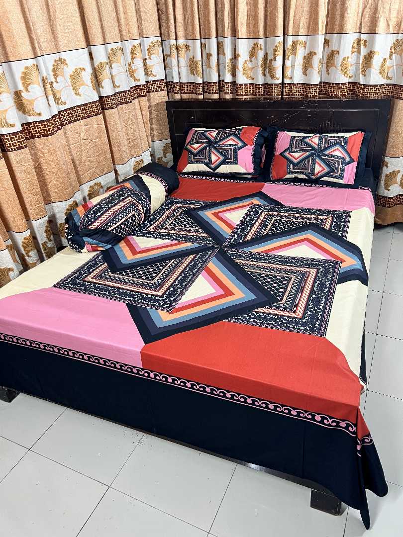 King,Size,Panel,Bed,sheet,with,Matching,Pillow,cover