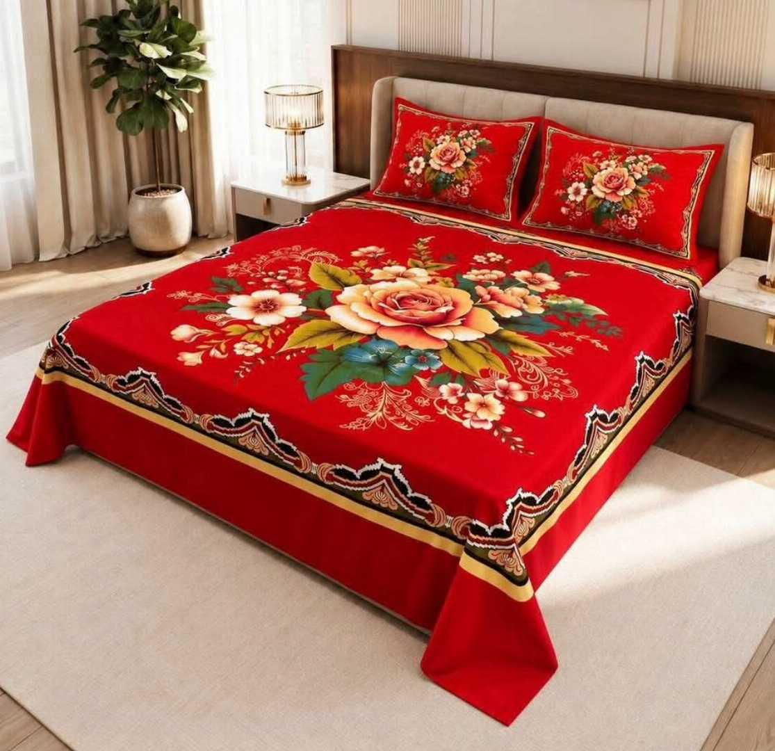 King,Size,Panel,Bed,sheet,with,Matching,Pillow,cover