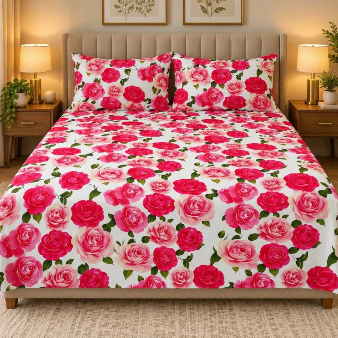 King,Size,Panel,Bed,sheet,with,Matching,Pillow,cover
