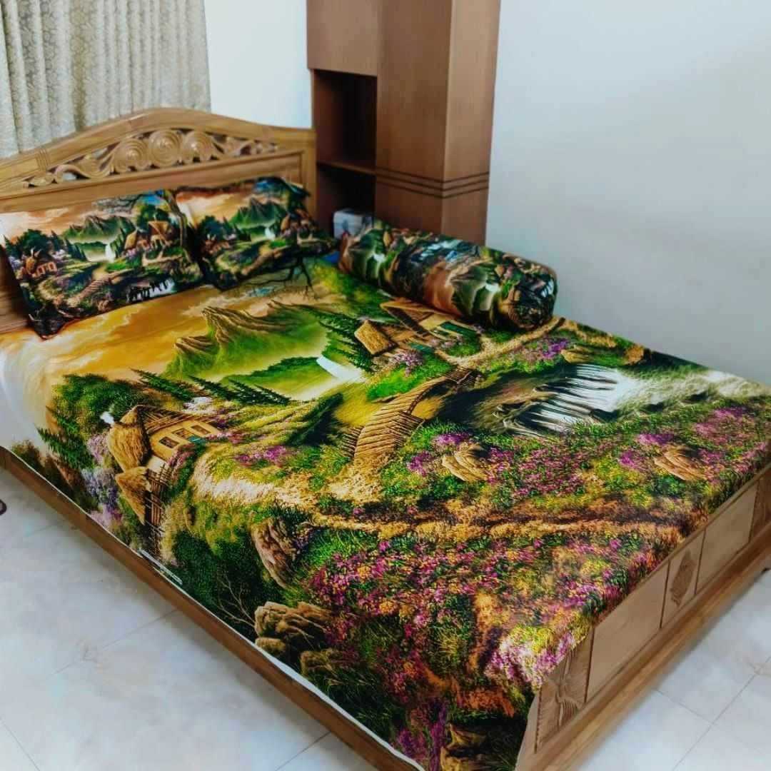 King,Size,Panel,Bed,sheet,with,Matching,Pillow,cover