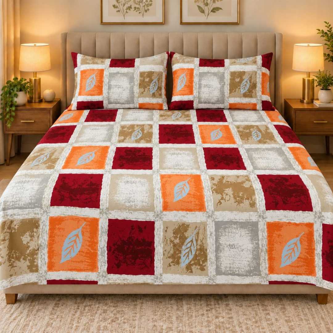 King,Size,Panel,Bed,sheet,with,Matching,Pillow,cover