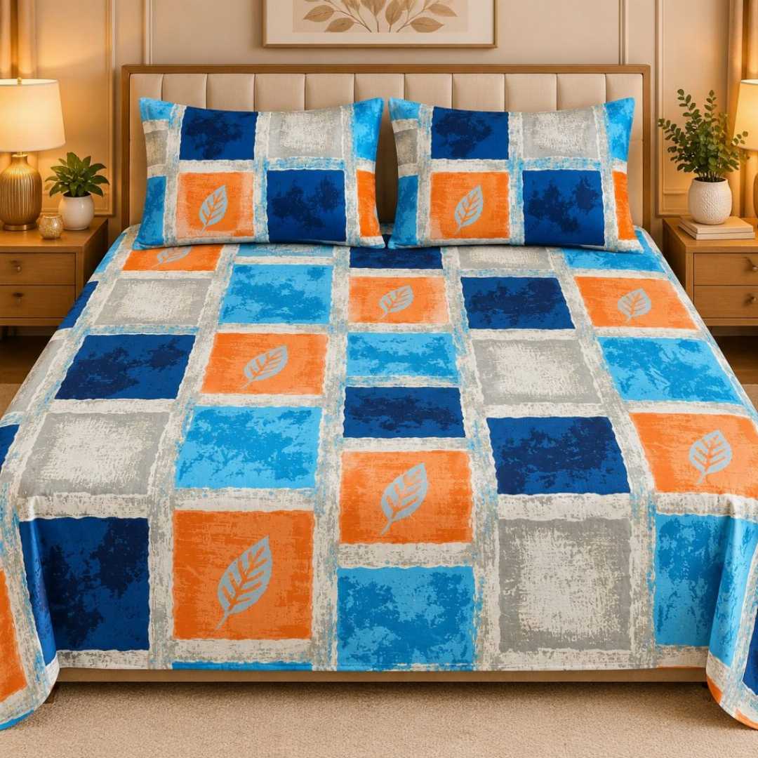 King,Size,Panel,Bed,sheet,with,Matching,Pillow,cover